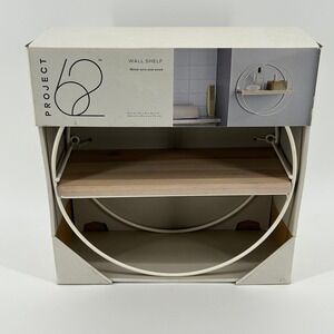 Project 62 Wall Shelf Round Metal Wire and Wood White 10" x 10" NIB Minimalist